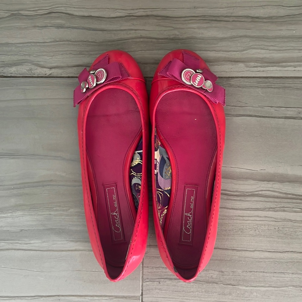 Coach comfy hot pink flats, almost new